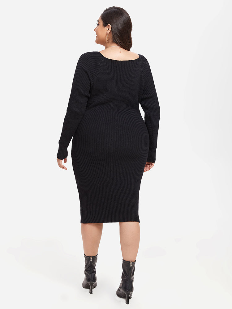 VIP Lace Up Front Midi Sweater Dress