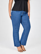 Plus Blue Zipper Fly Flare Leg Jeans