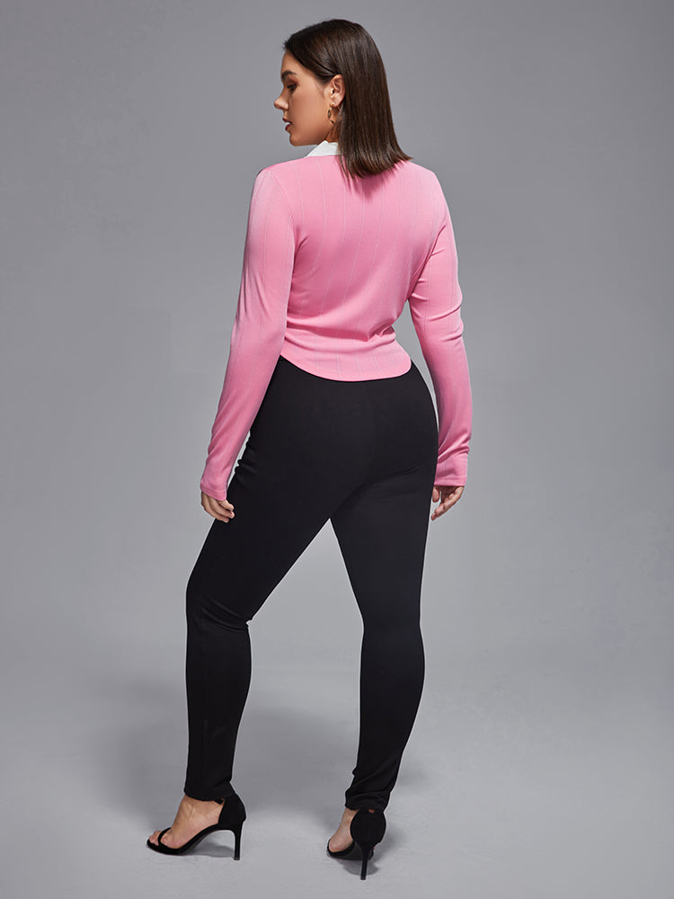 VIP Plus Plain Button Elastic Waist Pants