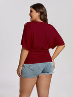 VIP Plus Plain Ruched Cut Out Tee