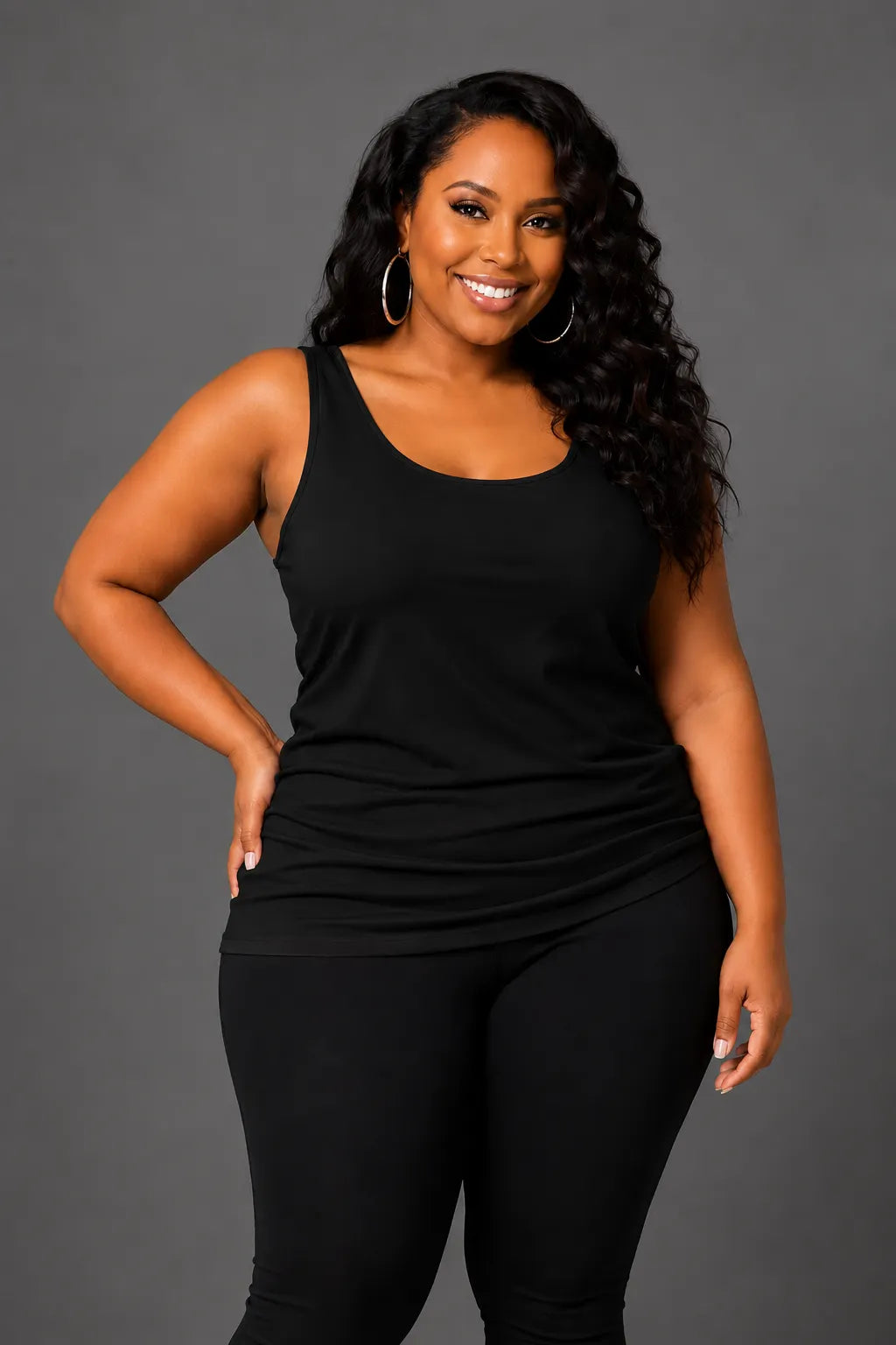 Xpluswear Design Plus Size Casual Magenta U Neck Sleeveless Tank Top