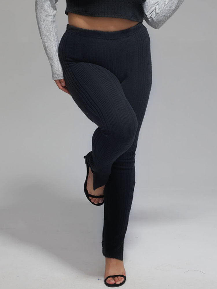 VIP Plus Elastic Waist Striped Skinny Leggings