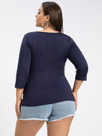Plus Blue Crisscross V-Neck Tee