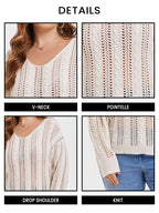 VIP Solid Pointelle Knit Drop Shoulder Sweater