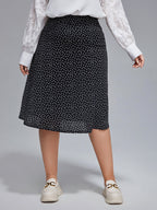Plus Polka Dot Elastic Waist Skirt