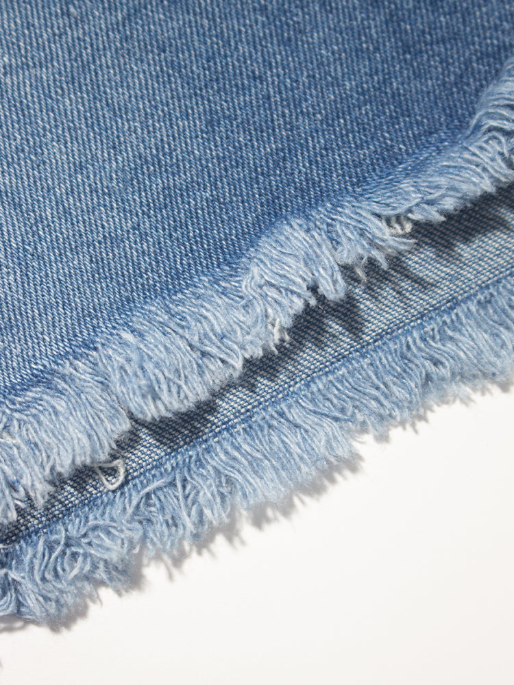 VIP Plus Dark Blue Ripped Raw Cut Denim Shorts