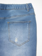 VIP Plus Dark Blue Ripped Raw Cut Denim Shorts