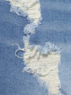 VIP Plus Dark Blue Ripped Raw Cut Denim Shorts