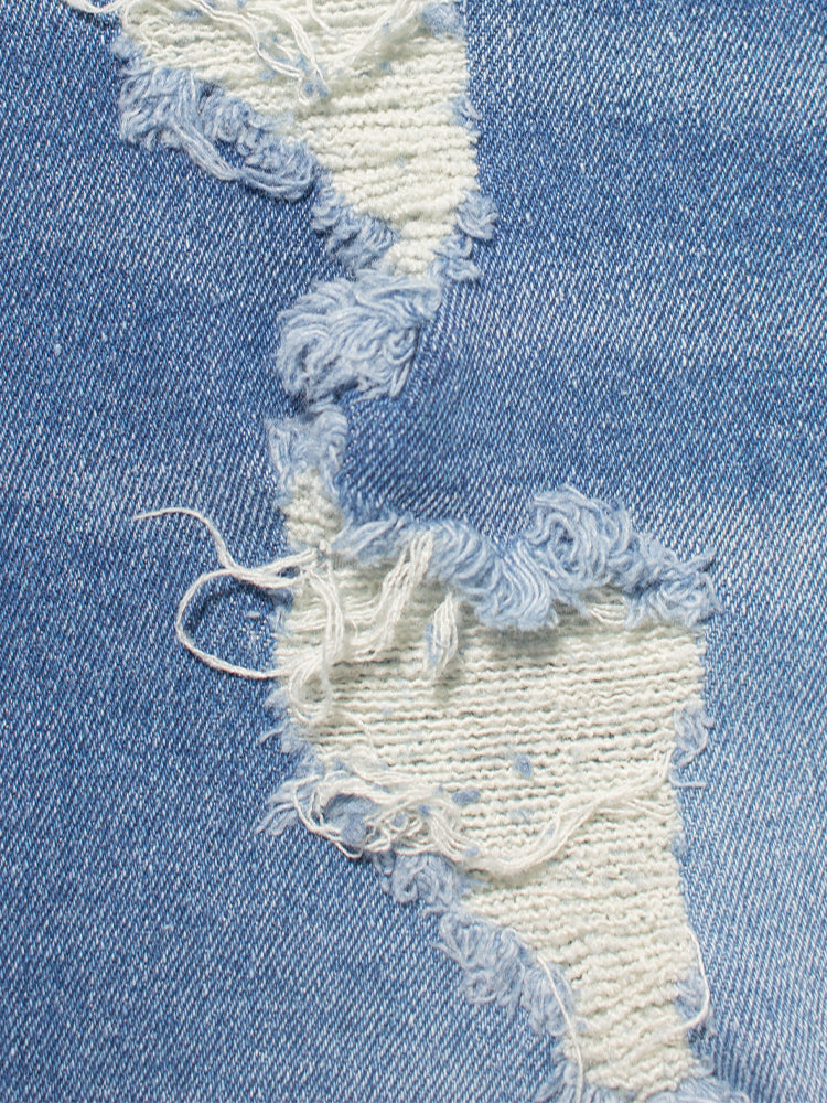 VIP Plus Dark Blue Ripped Raw Cut Denim Shorts
