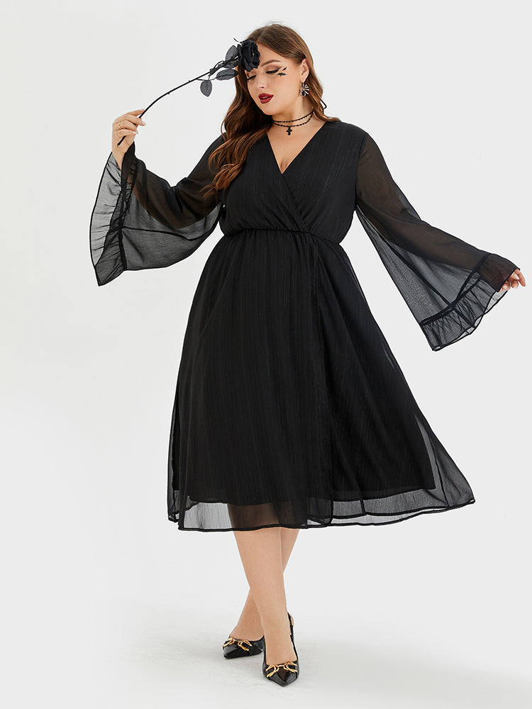 Halloween V-Neck Flare Sleeve Midi Dress