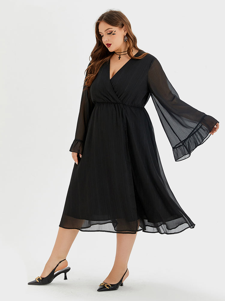 Halloween V-Neck Flare Sleeve Midi Dress