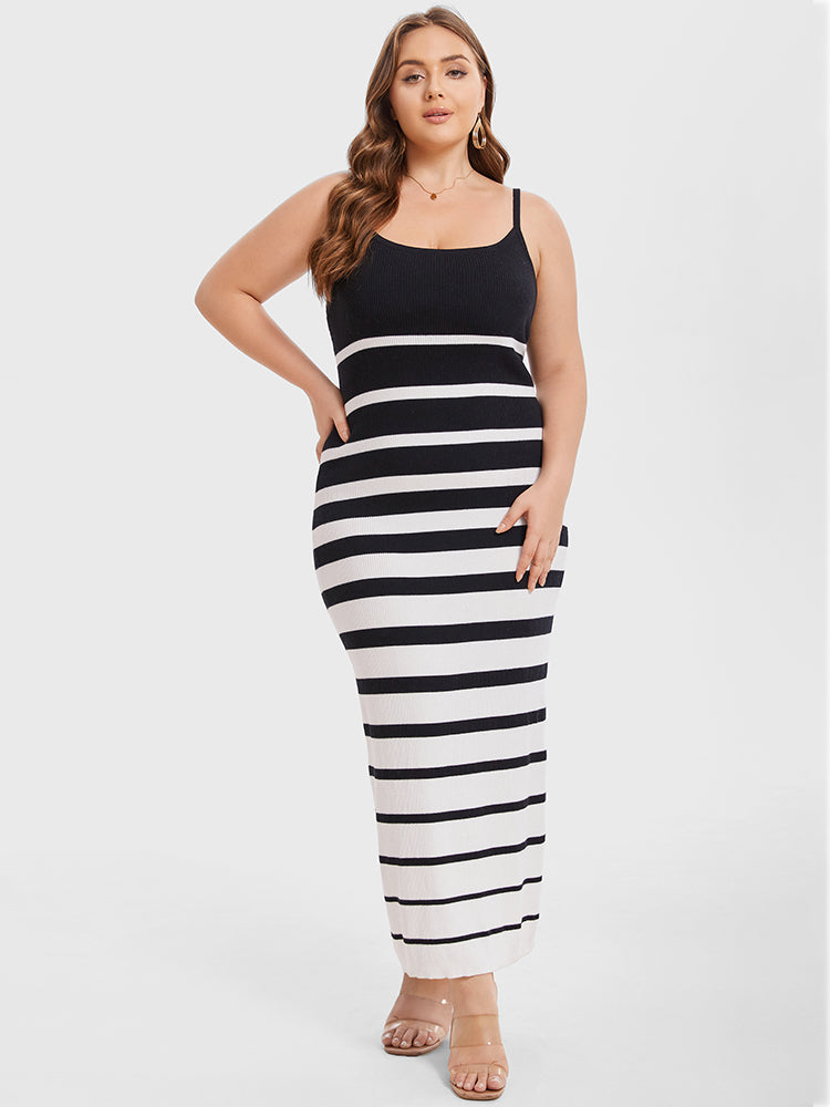 VIP Striped Pattern Cami Maxi Knit Dress