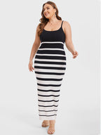 VIP Striped Pattern Cami Maxi Knit Dress