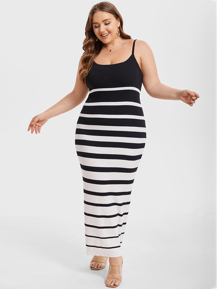 VIP Striped Pattern Cami Maxi Knit Dress