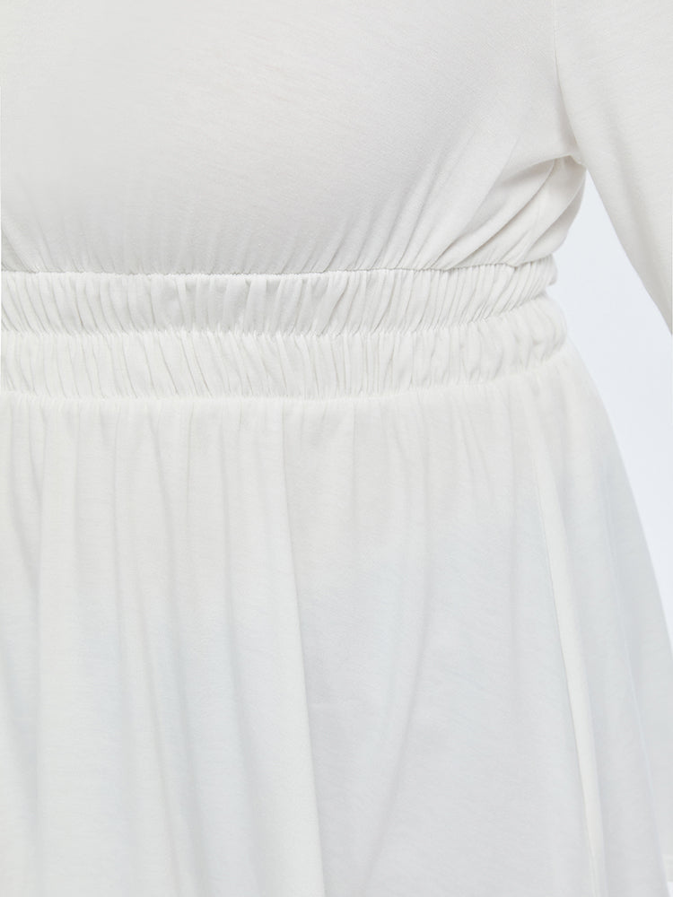 Solid Peplum Hem Elastic Waist Tee
