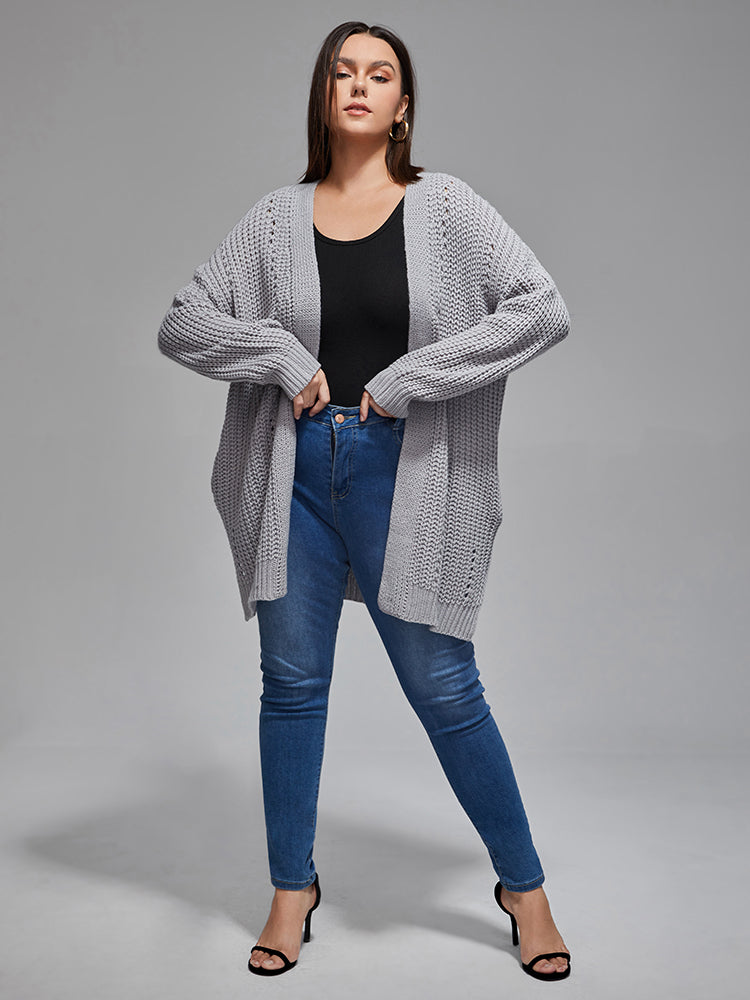 Plus Open Front Crochet Cardigan