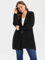 Dual Pocket Open Front Drop Shoulder Cardigan
