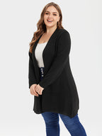 Dual Pocket Open Front Drop Shoulder Cardigan