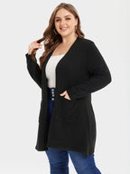 Dual Pocket Open Front Drop Shoulder Cardigan