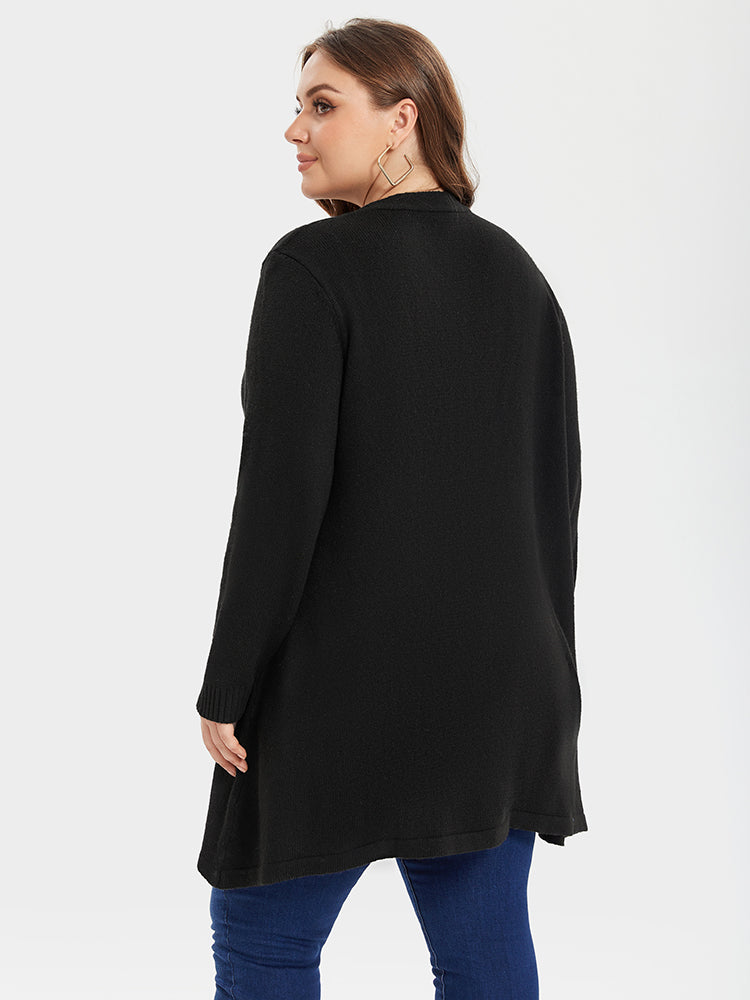 Dual Pocket Open Front Drop Shoulder Cardigan