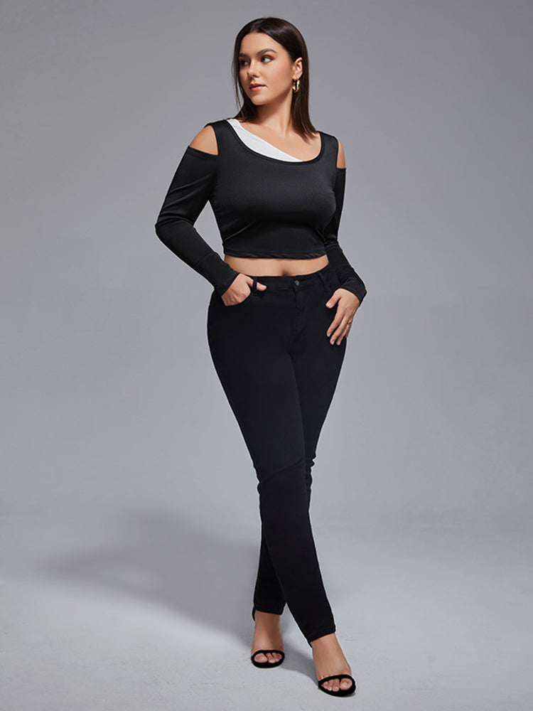 Plus Stretchy High Waist Wash Skinny Jeans