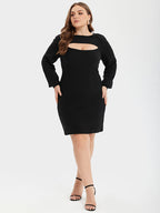 Cut Out Front Ribbed Knit Bodycon Sweater Dress