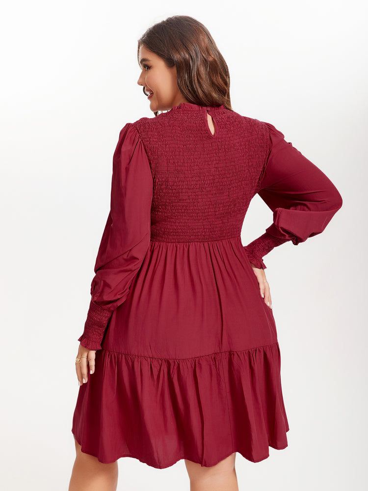 VIP Flounce Sleeve Ruffle Hem Dress