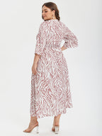 Zebra Striped V-Neck Elastic Waist Pocket Maxi Dress