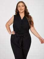 VIP Plus Black V Neck Pleated Tank Top