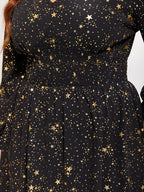 VIP Star Pattern Lantern Sleeve Sequin Maxi Dress