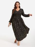 VIP Star Pattern Lantern Sleeve Sequin Maxi Dress