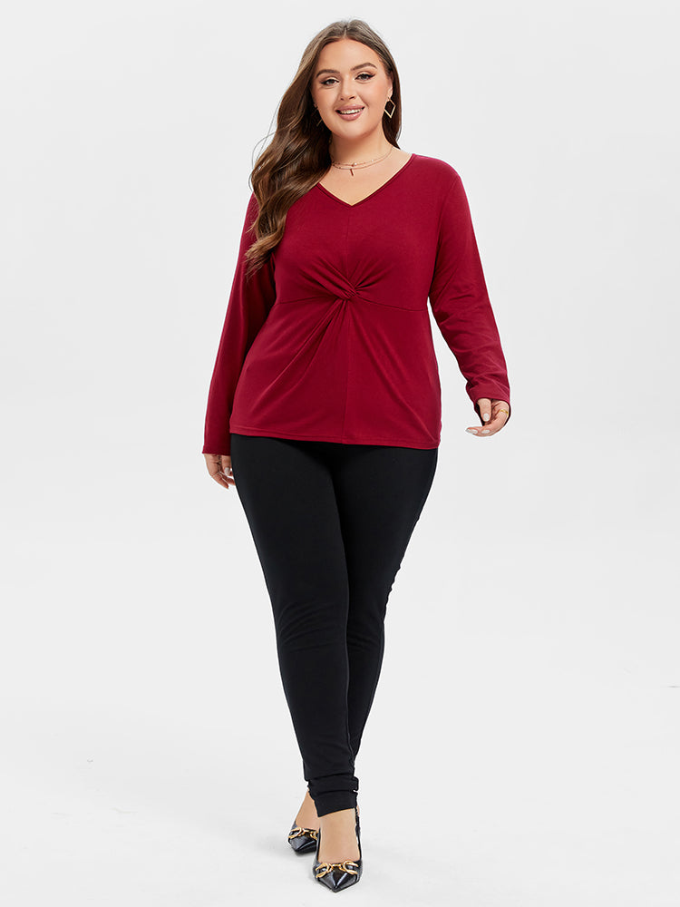 V-Neck Twist Front Tee