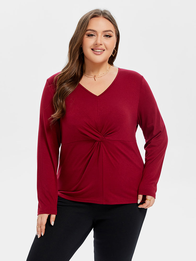V-Neck Twist Front Tee