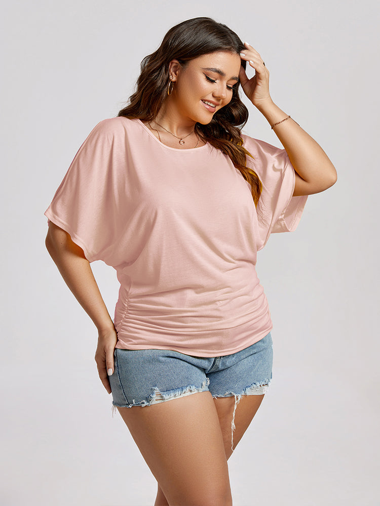 VIP Plus Plain Ruched Cut Out Tee