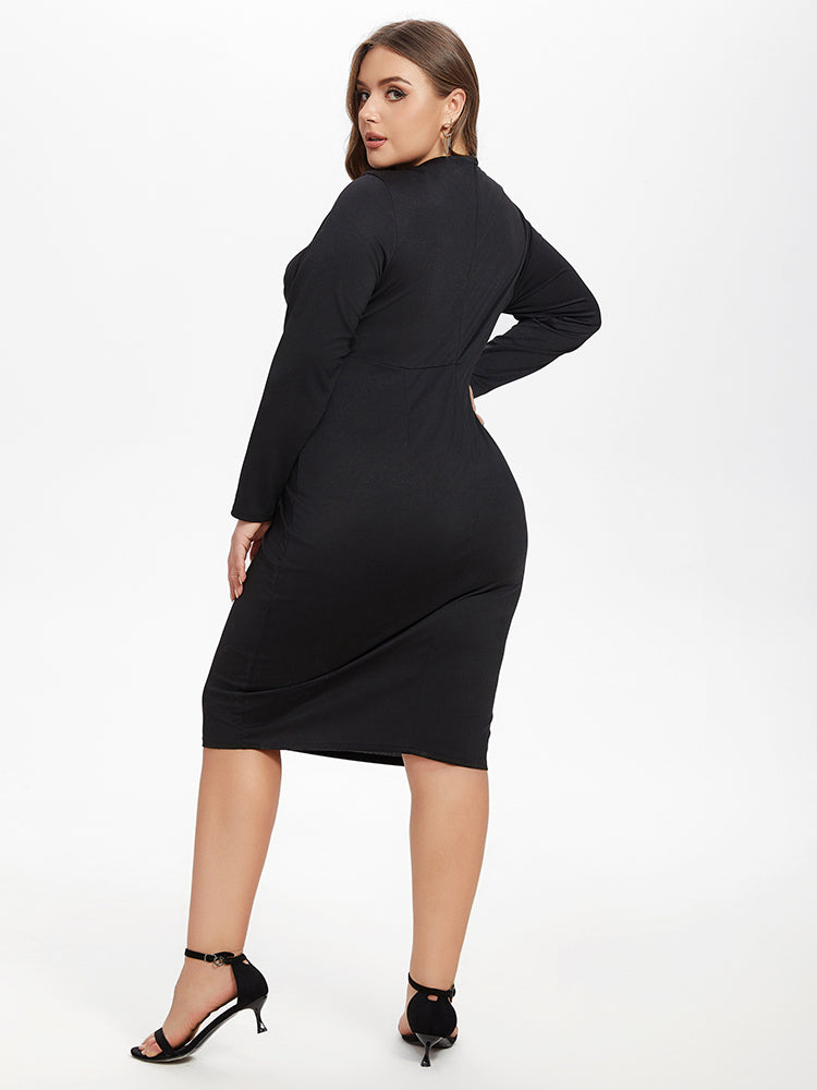 VIP  V-Neck Knot Front Midi Dress