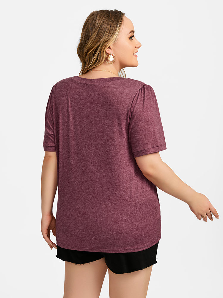 VIP Plus Ruched V-Neck Ruffle Sleeve Tee