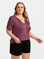 VIP Plus Ruched V-Neck Ruffle Sleeve Tee
