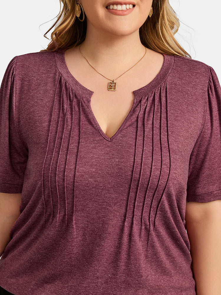 VIP Plus Ruched V-Neck Ruffle Sleeve Tee