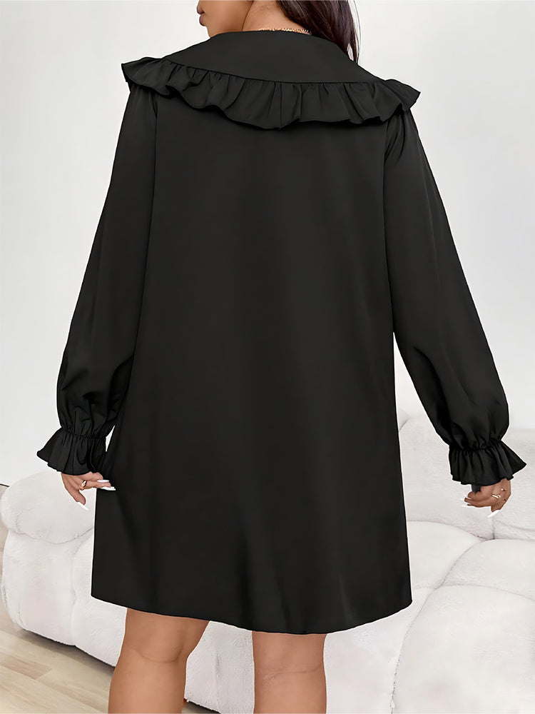 V-Neck Ruffled Shirred Maxi Dress