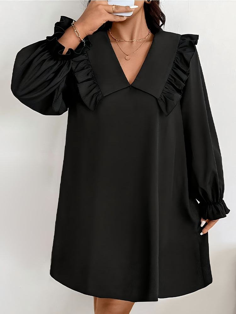 V-Neck Ruffled Shirred Maxi Dress