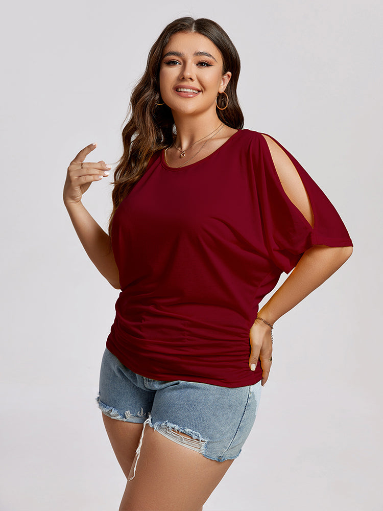 VIP Plus Plain Ruched Cut Out Tee