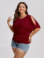 VIP Plus Plain Ruched Cut Out Tee