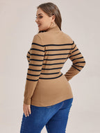 VIP Striped Pattern Mock Neck Sweater