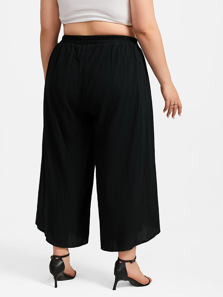 VIP Plus Black Lace Patchwork Wide Leg Pants