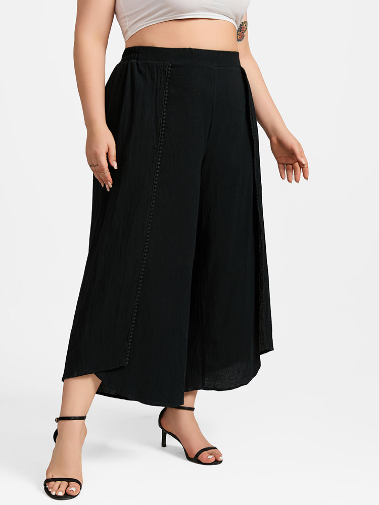 VIP Plus Black Lace Patchwork Wide Leg Pants