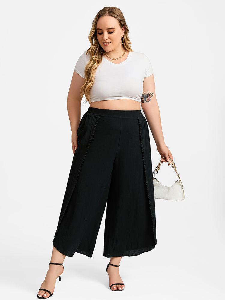 VIP Plus Black Lace Patchwork Wide Leg Pants