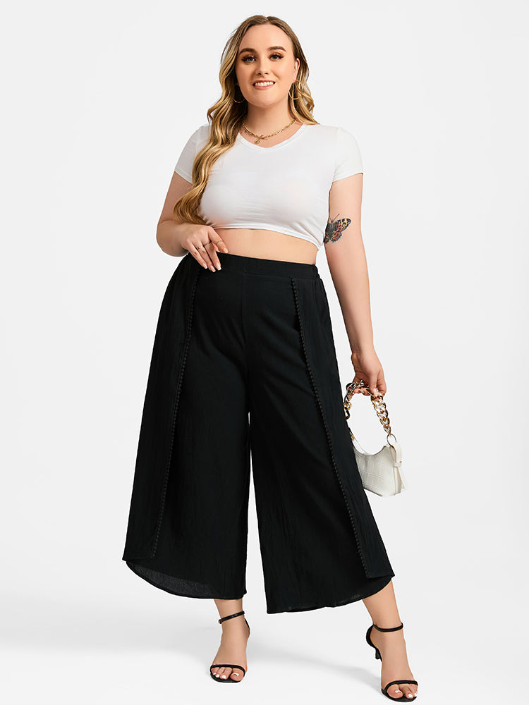 VIP Plus Black Lace Patchwork Wide Leg Pants