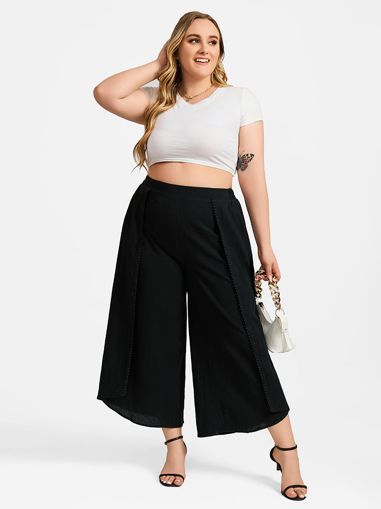 VIP Plus Black Lace Patchwork Wide Leg Pants