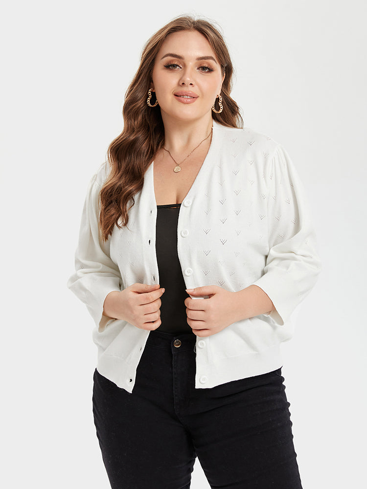 VIP Pointelle Knit Button Front Cardigan