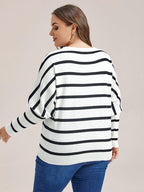 VIP Stripe Pattern Drop Shoulder Sweater